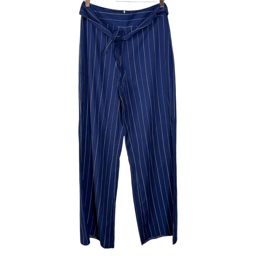 Aqua Blue Striped Wide‎ Leg Dress Pants Size Medium